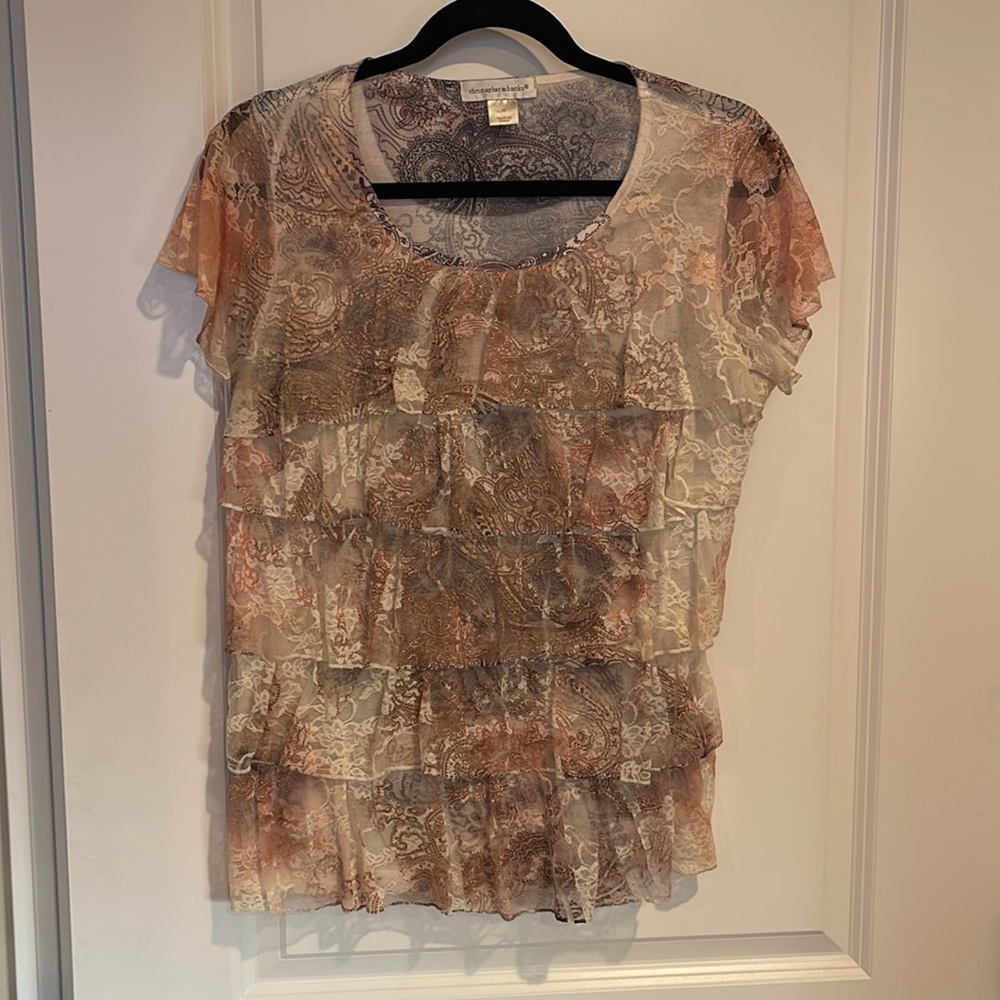 Christopher & Banks Ruffled Lace Top
